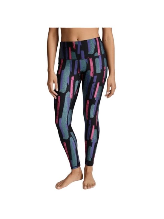 Reebok Pants - Reebok AOP Printed Leggings Black Pink Purple High Rise Speedwick Activewear XS